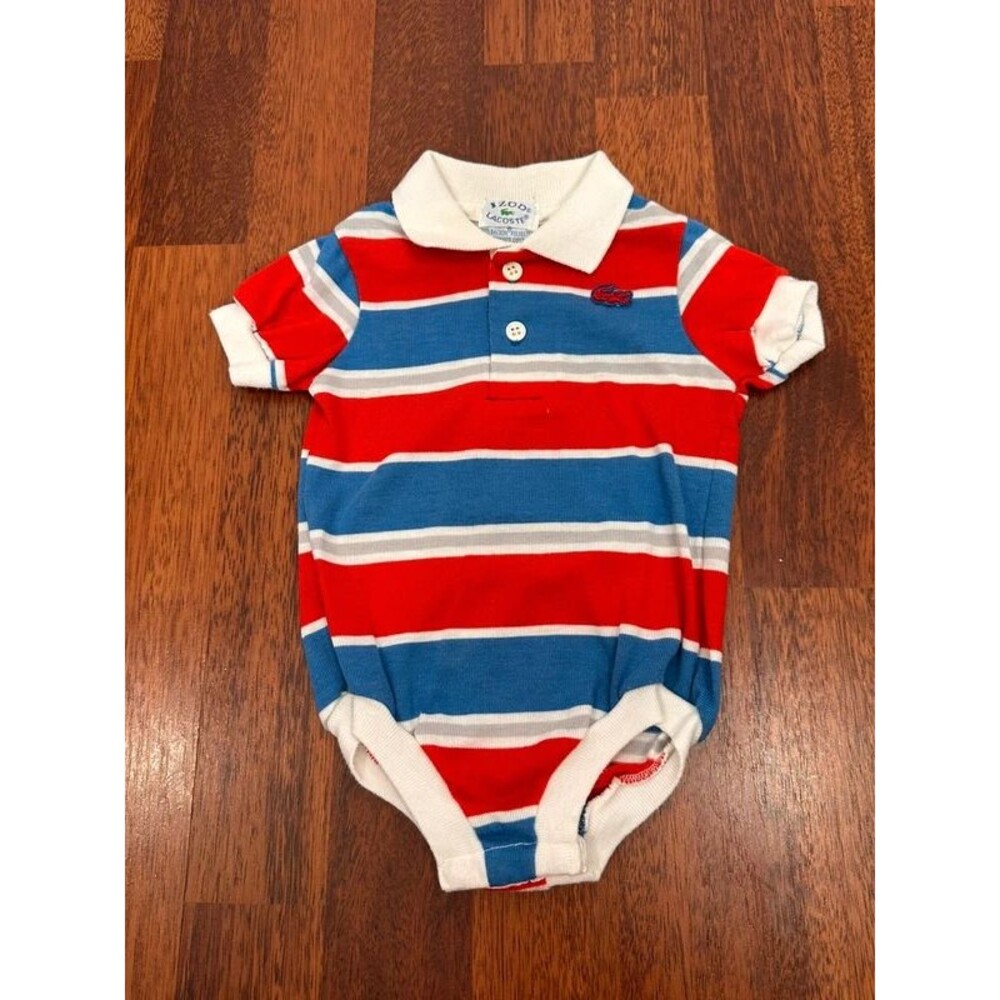vintage Izod Lacoste striped polo baby bodysuit Made in USA